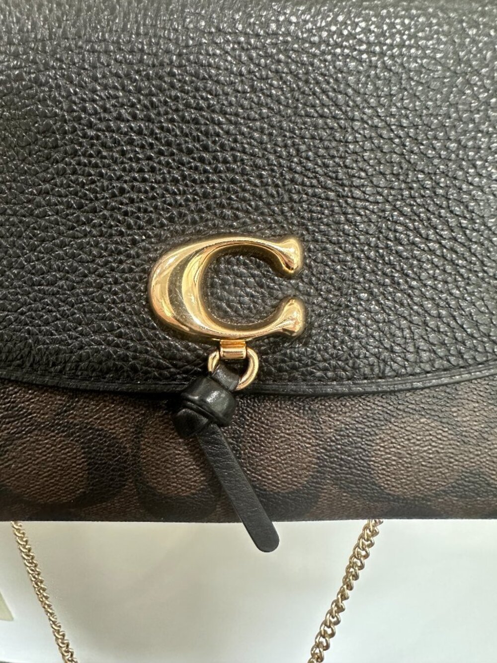 COACH Remi Chain Crossbody in Black/Brown Signature Coated Canvas - Picture 5 of 7